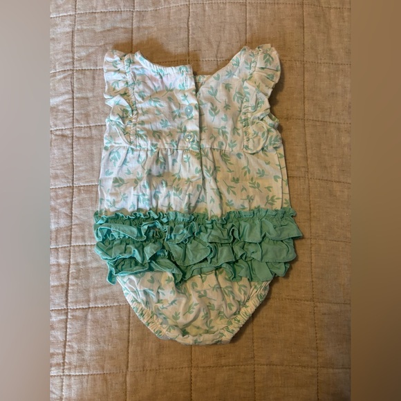 Ruffle butts teal floral onesie - Picture 2 of 4